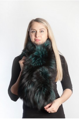 Green Raccoon Fur Scarf